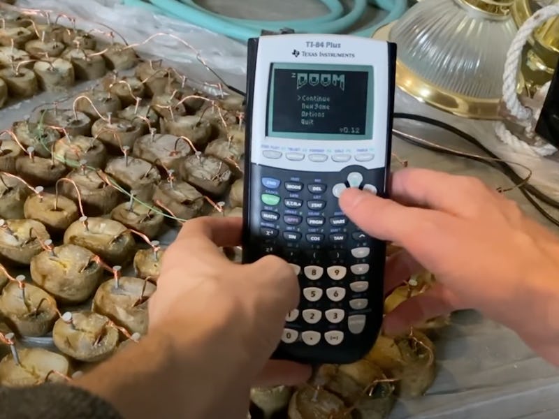 The game Doom running on a TI-84 calculator can be powered using energy from potatoes.