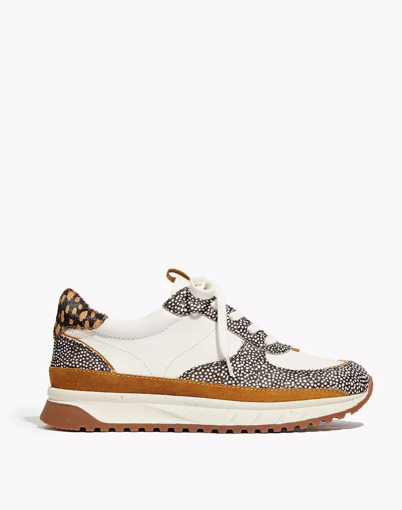 Kickoff Trainer Sneakers in Leather and Spot Mix Calf Hair