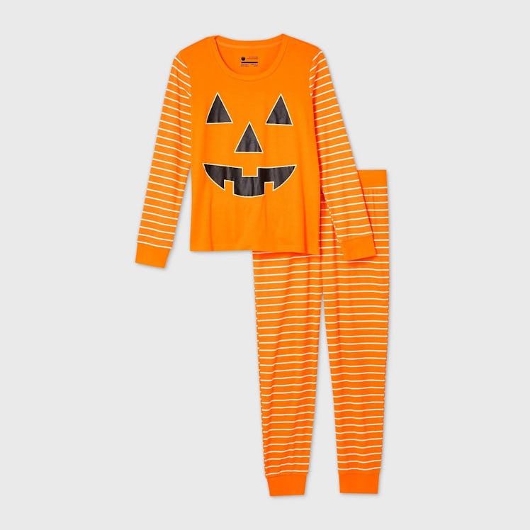 Women's Halloween Pumpkin Matching Family Pajama Set - Orange
