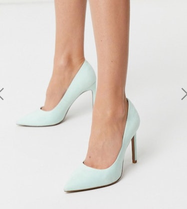 ASOS DESIGN Porto pointed high heeled pumps in peppermint green