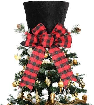 HMASYO Christmas Tree Topper Hat - Christmas Black Velvet Bowler Derby Hat 