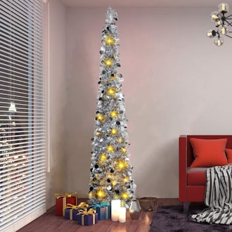 Pop Up Tinsel Christmas Tree with Lights 