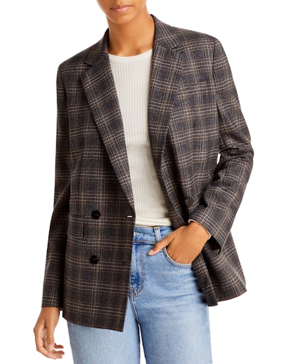 Double Breasted Plaid Jacket