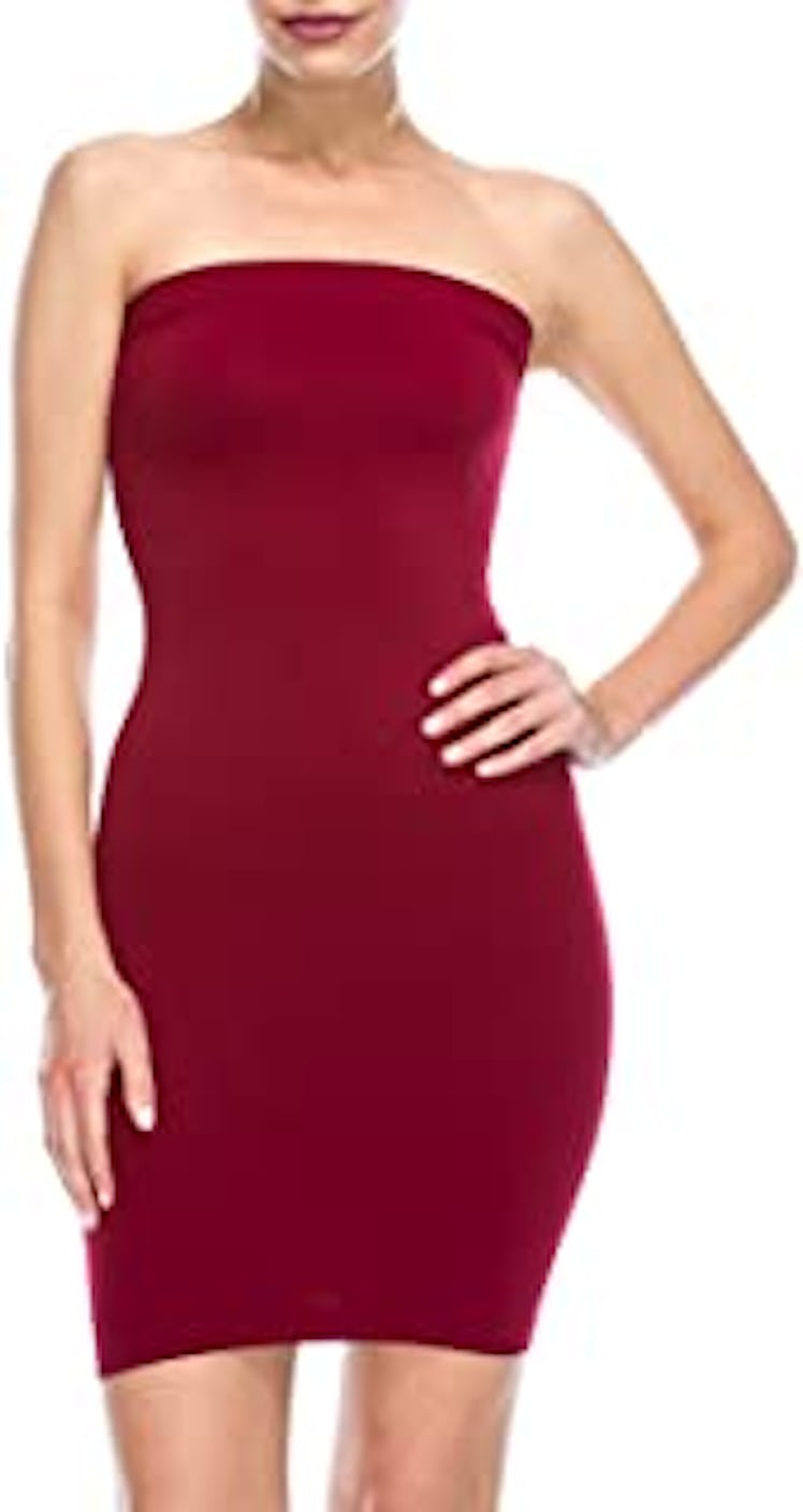 Kurve Women’s Strapless Mini Dress - Sleeveless Bodycon Sexy Stretchy Tube Top Slip, UPF 50+ (Made i...