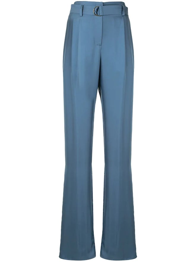 Silky twill belted trousers