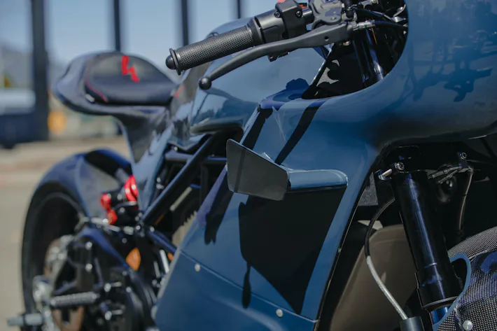 This custom Zero SR/S electric motorcycle has wings like a race car