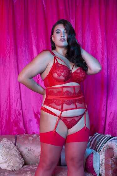 Anneliese Red Satin Net and Lace Bra