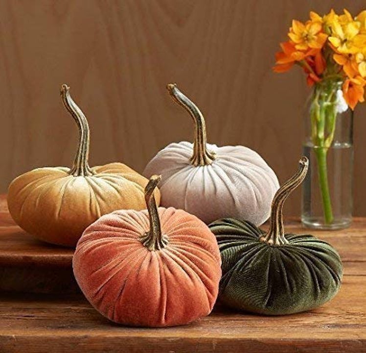 Small Velvet Pumpkins Set of 4