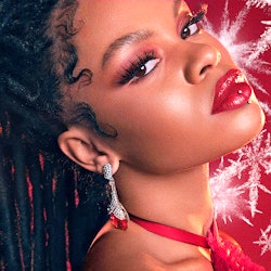 MAC Cosmetics Frosted Firework Holiday Collection campaign photos.