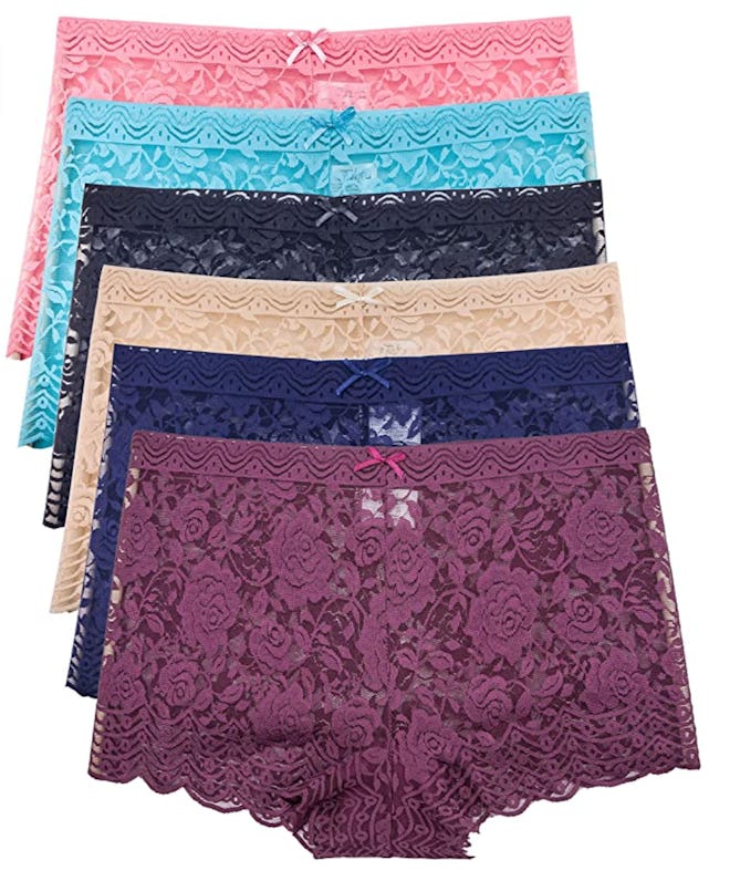 Barbra’s Lace Boyshort Panties (6-Pack)
