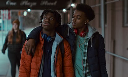 JADEN JORDAN as OWEN WILLIAMS and MALIQ JOHNSON as JAYSON JACKSON in GRAND ARMY, per Netflix press s...