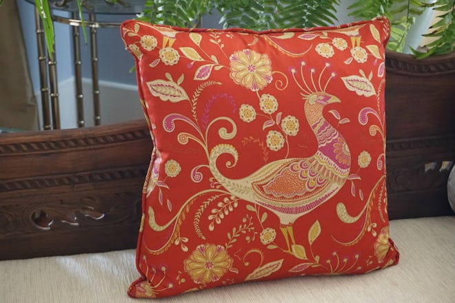 Red Chinoiserie Peacock Pillow