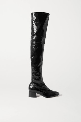 Sedona crinkled patent-leather over-the-knee boots