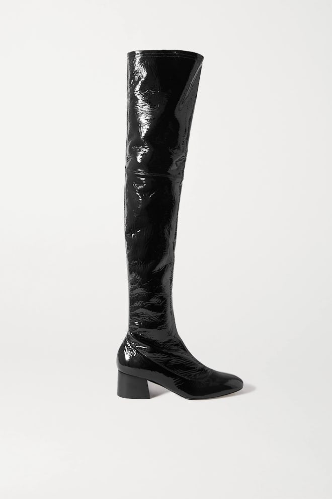 Sedona crinkled patent-leather over-the-knee boots