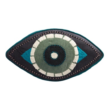 Teal And Black Evil Eye Gusseted Throw Pillow