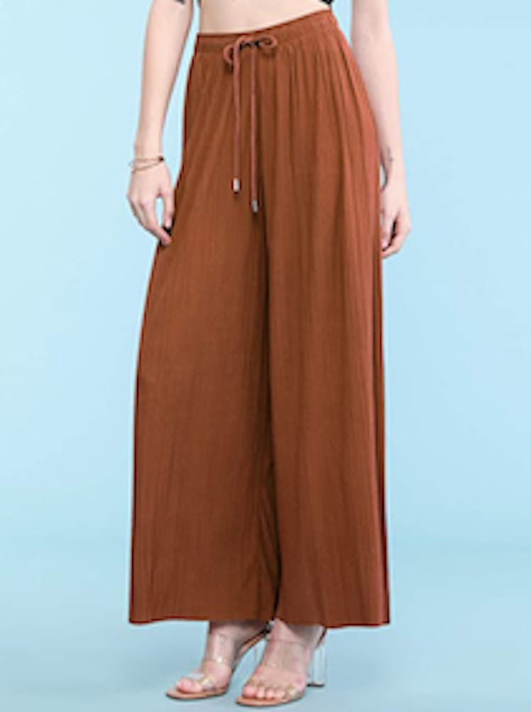 Made By Johnny Women's Premium Pleated Maxi Wide-Leg Palazzo Pants