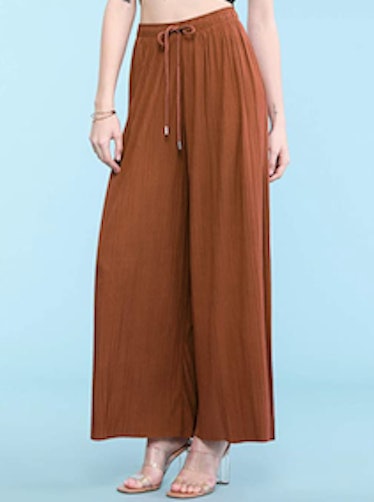 Made By Johnny Women's Premium Pleated Maxi Wide-Leg Palazzo Pants