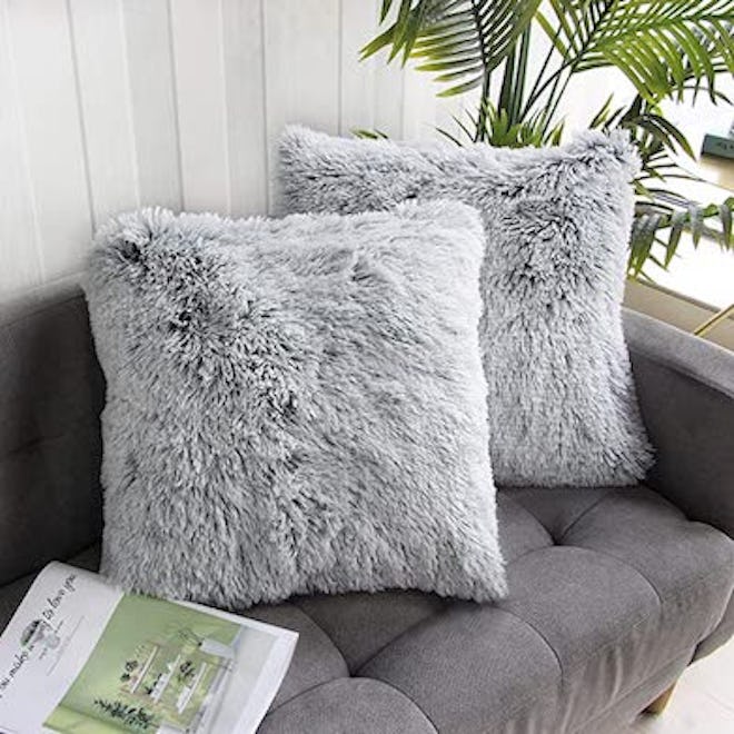Uhomy Faux Fur Throw Pillow Covers (Set of 2)