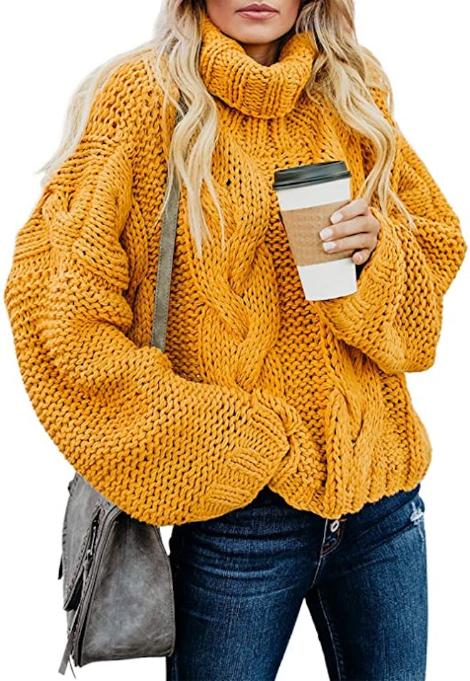 ZKESS Turtleneck Chunky Knit Pullover Sweater