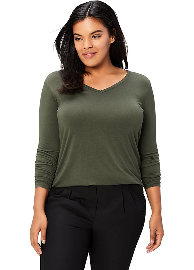 Daily Ritual Plus Size V-Neck Long Sleeved Tee