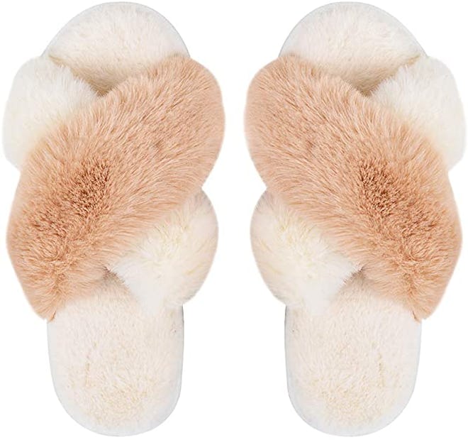 Parlovable Cross Band Furry Slippers