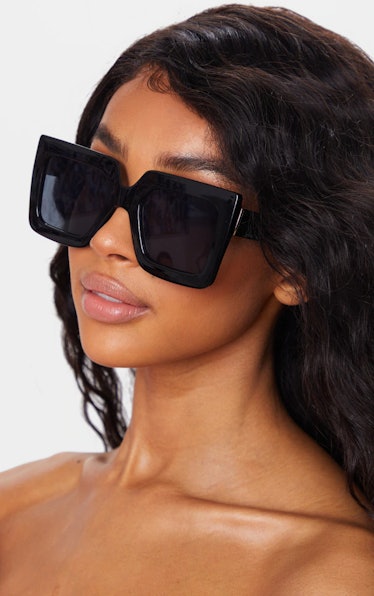 PrettyLittleThing Black Square Oversized Frame Sunglasses
