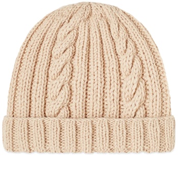 AC Deluxe Cashmere Beanie wolwit kabel steek casual uitstraling Accessoires Mutsen Beanies 