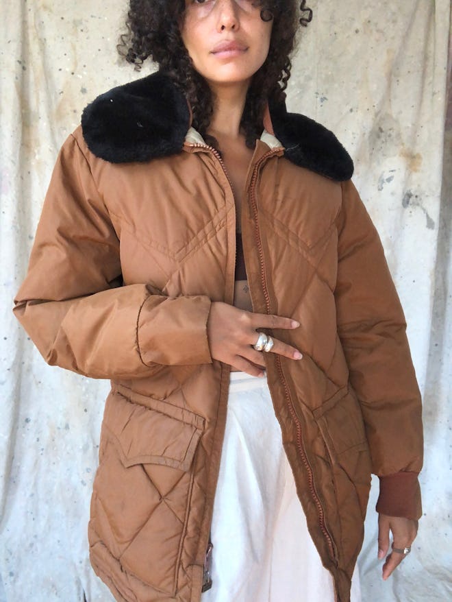 Faux fur quilted coat