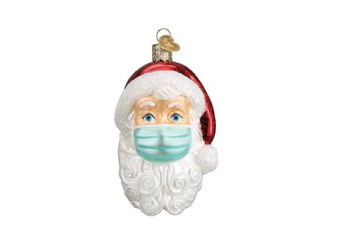 santa with face mask ornament