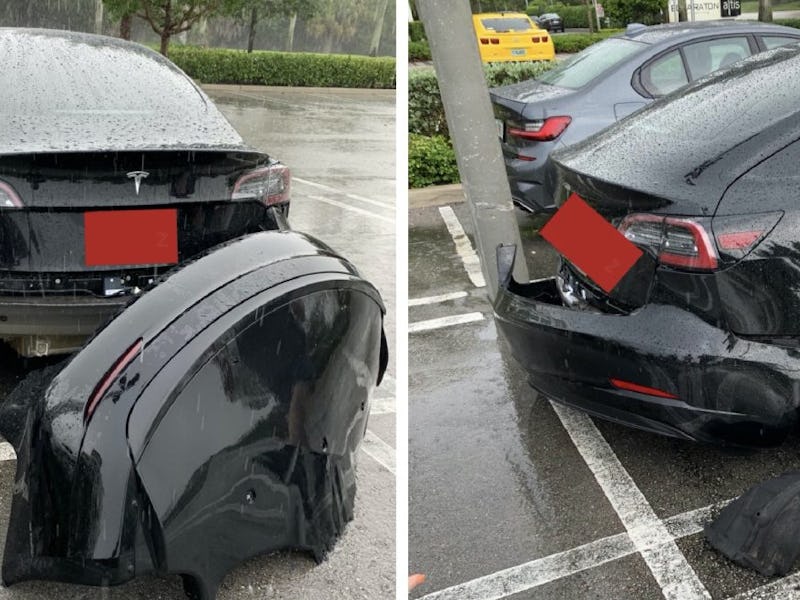 Tesla has confirmed a flaw in early Model 3's caused the rear bumper to fall off when driving in pud...