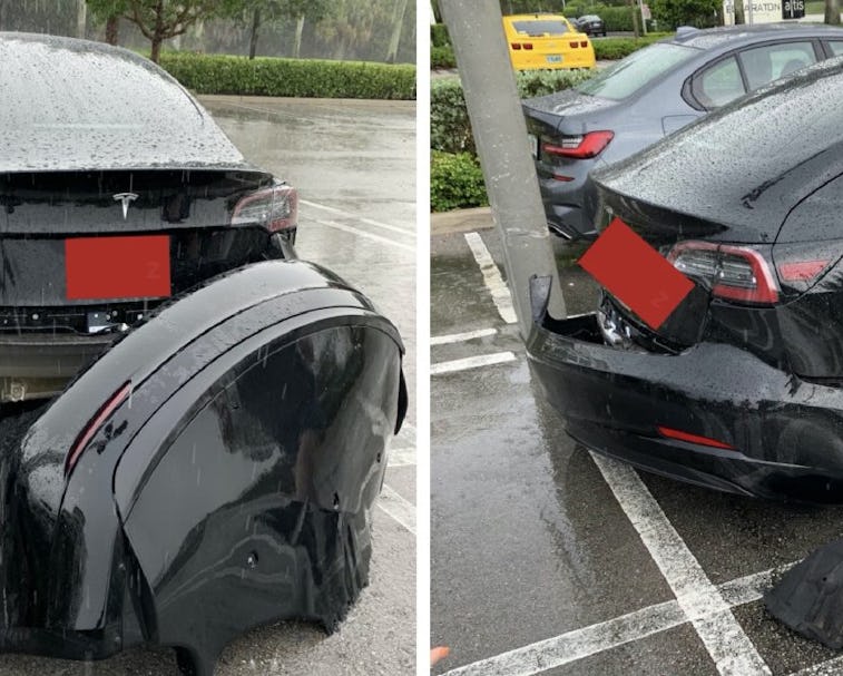 Tesla has confirmed a flaw in early Model 3's caused the rear bumper to fall off when driving in pud...