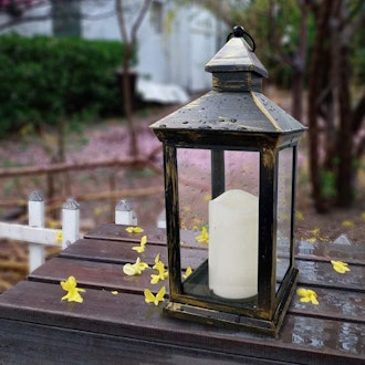 Bright Zeal Tall Vintage Decorative Lantern with LED Pillar Candle 