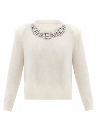 Crystal-Embellished Cashmere-Blend Sweater