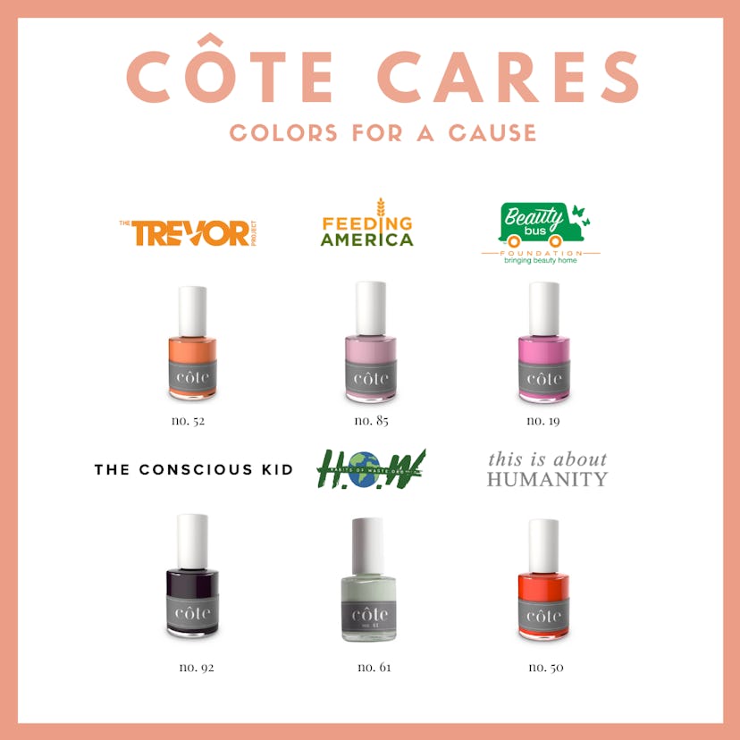 The organizations receiving the money from Côte Cares, a new nail polish initiative.