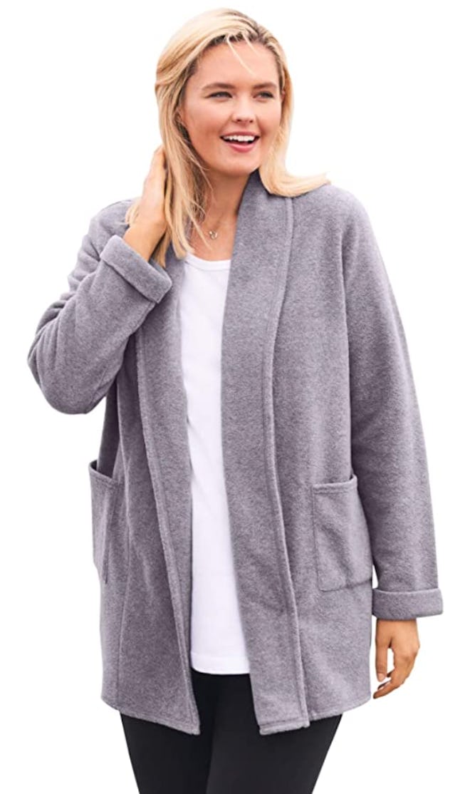 Woman Within Plus Size Fleece Cardigan