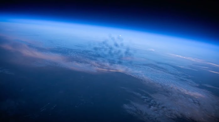 A shot of Earth captured by a camera in space. 