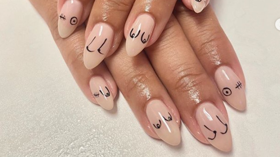 Lovely Halloween Breast Cancer Nails Pics