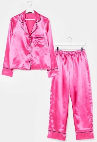 Nasty Gal Candy Coated Button-Down Satin Pajama Set