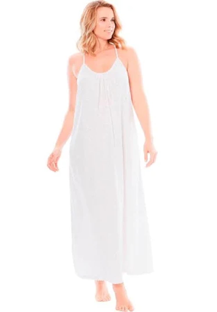 Dreams & Co. Breezy Eyelet Knit Long Nightgown