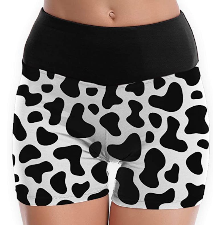 Yuyuy Women's Yoga Shorts Cow Print Custom Tummy Control Workout Running Shorts Pants