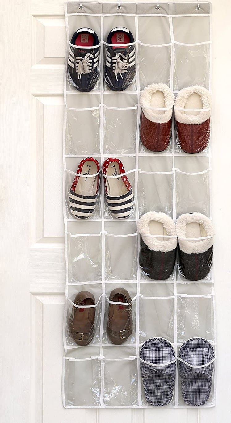  SimpleHouseware Crystal Clear Over The Door Hanging Shoe Organizer (24 Pockets)