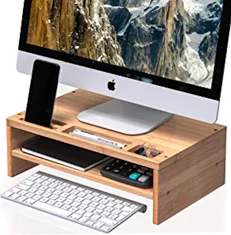 Well Weng Desk Monitor Riser Stand with Storage Organizer