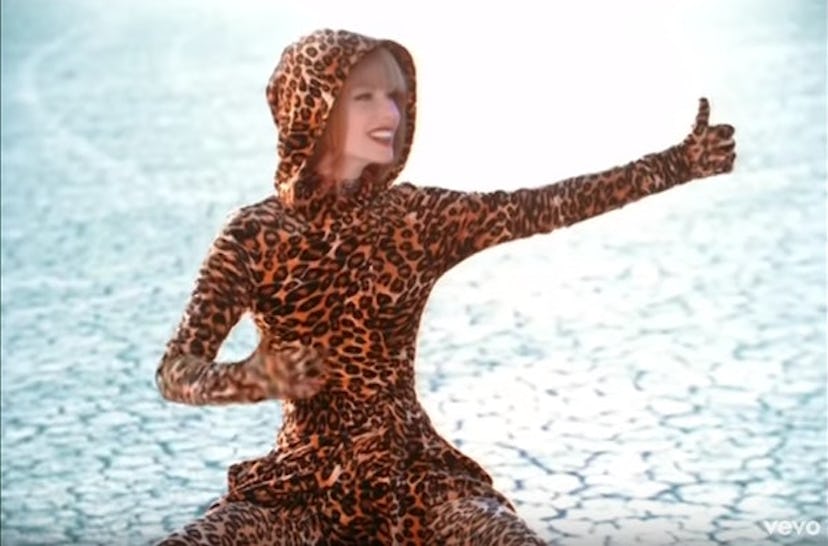 Shania Twain dressed in leopard print 