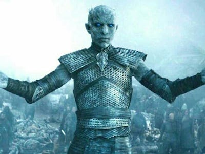 Night King raising hands in front of his army