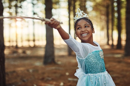 Little girl wearing princess costume