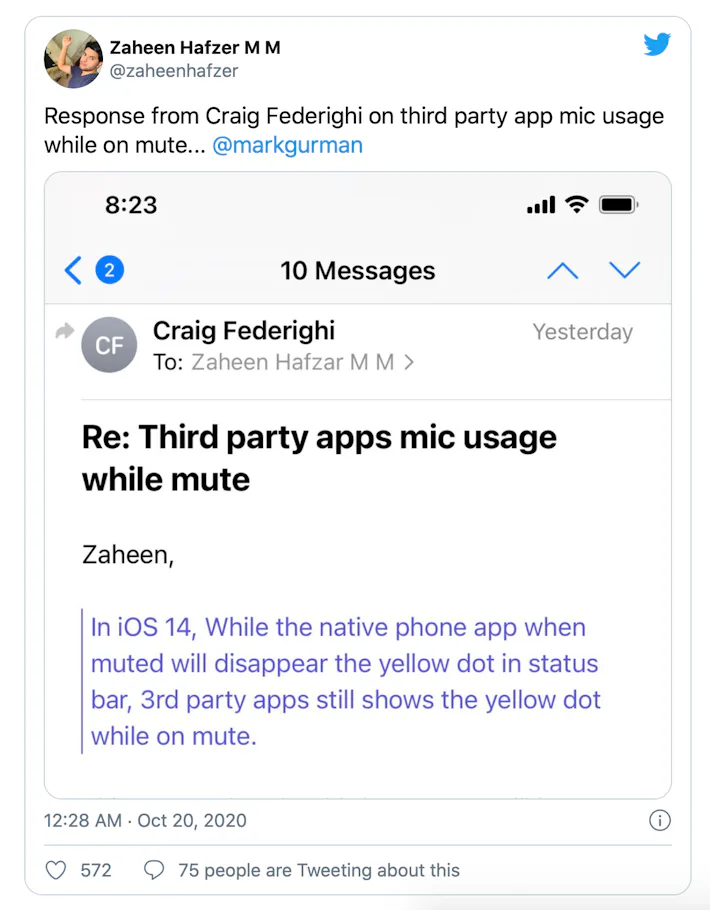 Why iOS's mic indicator remains on even when you've muted it in-app
