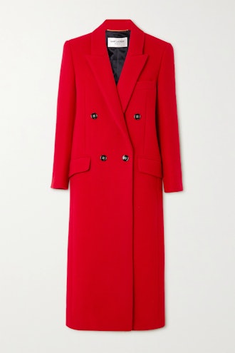 Double-breasted cashmere and wool-blend coat
