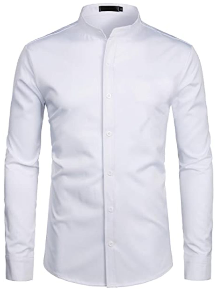 Zeroyaa Mandarin Collar Dress Shirt