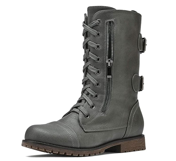 Women's Ankle Bootie Winter Lace Up Mid Calf Military Combat Boots