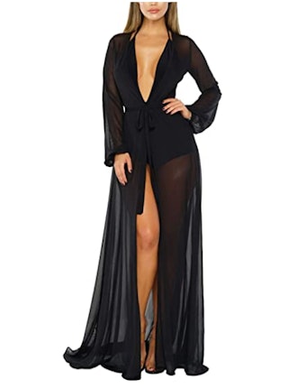 Sovoyontee Mesh Maxi Swimsuit Cover-Up Dress